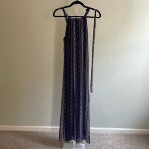Mossimo Purple Chevron Maxi Dress w/ Tie Belt